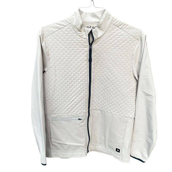 Bad Birdie Golf Hybrid Jacket Men's Medium Beige Water Repellant Softshell - Picture 1 of 16